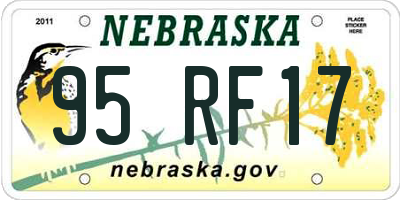 NE license plate 95RF17