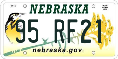 NE license plate 95RF21