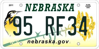 NE license plate 95RF34