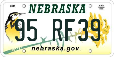 NE license plate 95RF39