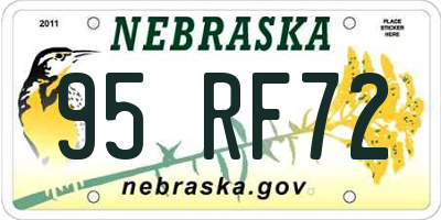 NE license plate 95RF72
