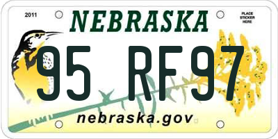 NE license plate 95RF97