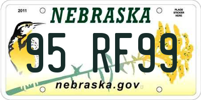 NE license plate 95RF99