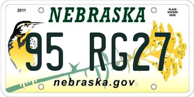 NE license plate 95RG27