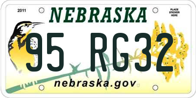 NE license plate 95RG32