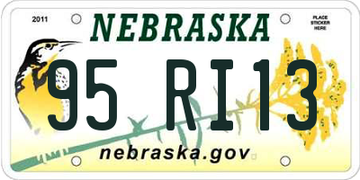 NE license plate 95RI13