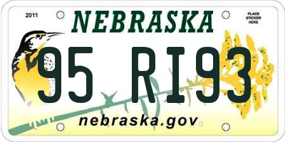 NE license plate 95RI93