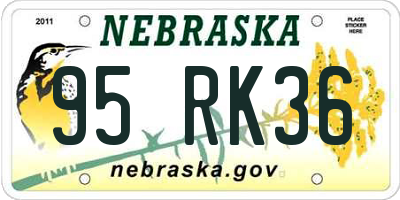NE license plate 95RK36
