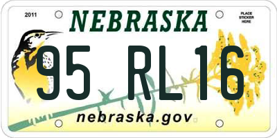 NE license plate 95RL16