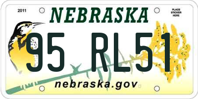 NE license plate 95RL51