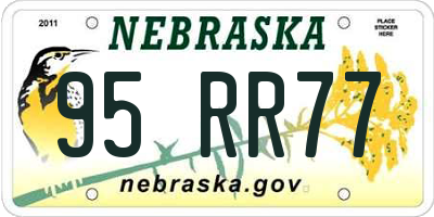 NE license plate 95RR77
