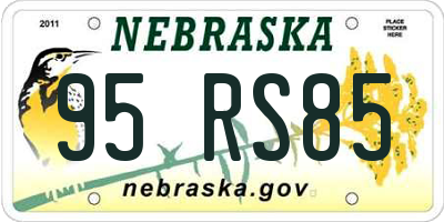 NE license plate 95RS85