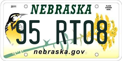 NE license plate 95RT08