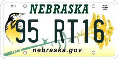 NE license plate 95RT16