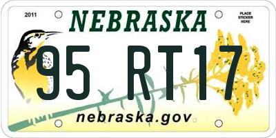 NE license plate 95RT17