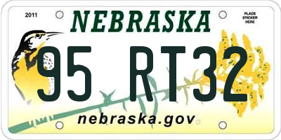 NE license plate 95RT32