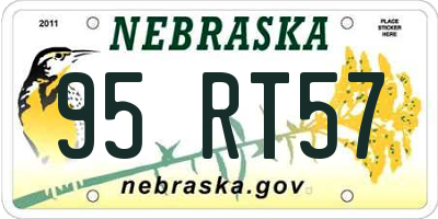 NE license plate 95RT57