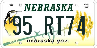 NE license plate 95RT74