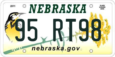 NE license plate 95RT98