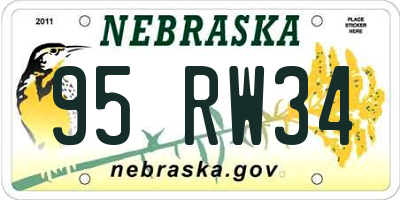 NE license plate 95RW34