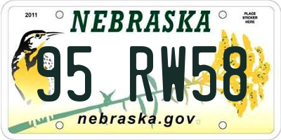 NE license plate 95RW58