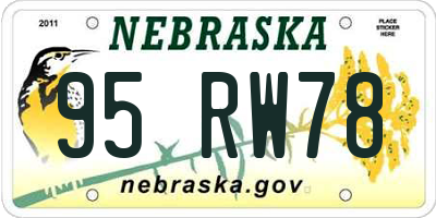 NE license plate 95RW78