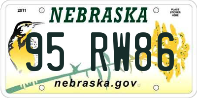 NE license plate 95RW86