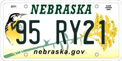 NE license plate 95RY21
