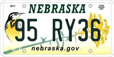 NE license plate 95RY36