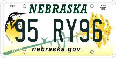 NE license plate 95RY96