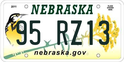 NE license plate 95RZ13