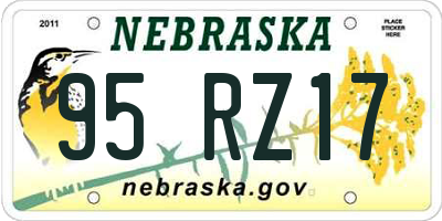 NE license plate 95RZ17