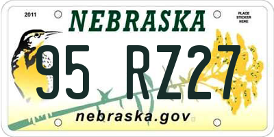 NE license plate 95RZ27