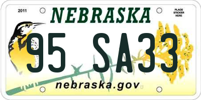 NE license plate 95SA33