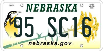 NE license plate 95SC16
