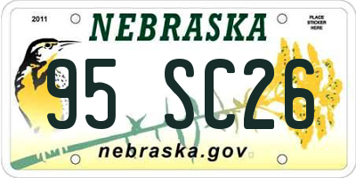 NE license plate 95SC26