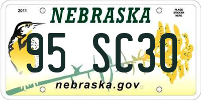 NE license plate 95SC30