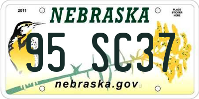 NE license plate 95SC37
