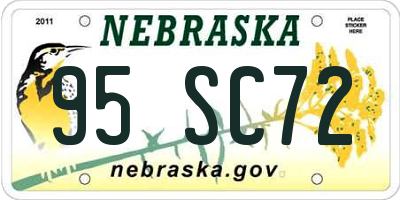 NE license plate 95SC72