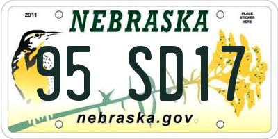NE license plate 95SD17