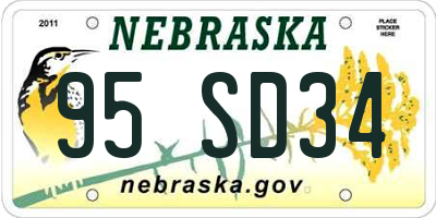 NE license plate 95SD34