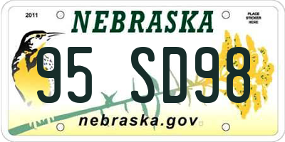 NE license plate 95SD98