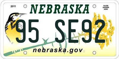 NE license plate 95SE92