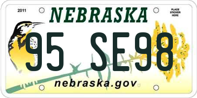 NE license plate 95SE98
