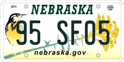 NE license plate 95SF05