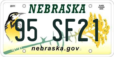 NE license plate 95SF21