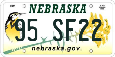 NE license plate 95SF22