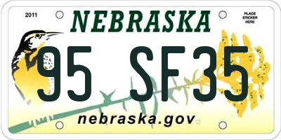 NE license plate 95SF35