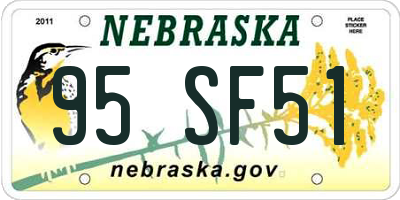 NE license plate 95SF51