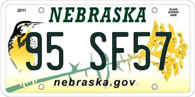 NE license plate 95SF57
